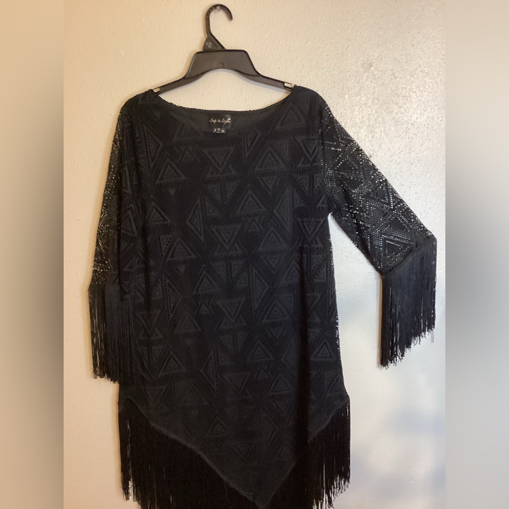 Step in Style Crochet Fringe Dress Size Medium